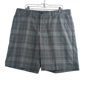 IZOD PerformX Golf Shorts Mens 40 Gray Blue Plaid UPF-50 Outdoor Travel Golf NWT